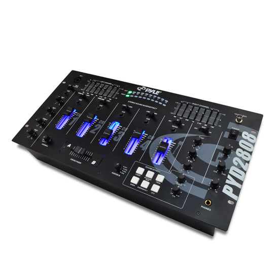 Pyle - PYD2808 , Sound and Recording , Mixers - DJ Controllers , 19'' Rack Mount 4 Channel Professional Mixer with Digital Echo and SFX