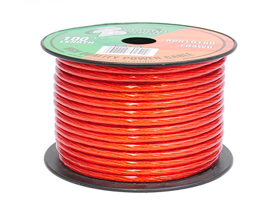 Pyle - RPR10100 , Sound and Recording , Cables - Wires - Adapters , 10 Gauge Clear Red Power Wire 100 ft. OFC