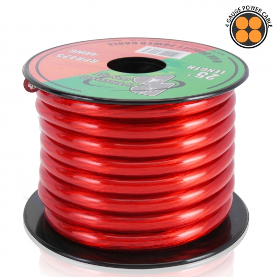 Pyle - RPR425 , Sound and Recording , Cables - Wires - Adapters , 4 Gauge Clear Red Power Wire 25 ft. OFC
