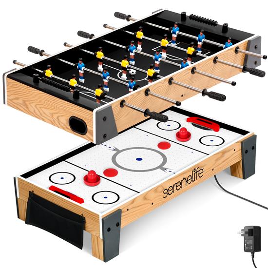 Pyle - SKARFSDT99 , Sports and Outdoors , 38” Table Top Air Hockey and 40” Foosball Set, 2-in-1 Swivel Game Table with Soccer Ball, Pushers, and Pucks Ideal for Game Rooms, Arcades, Bars, Parties, and Family Gatherings
