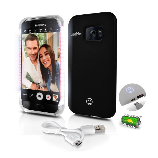 Pyle - SL302S7BK.5 , Home and Office , Carrying Cases - Portability , Gadgets and Handheld , Carrying Cases - Portability , Lite-Me Selfie Lighted Smart Case, Phone Protection with Built-in Power Bank & LED Lights (for Samsung Galaxy S7 Edge)