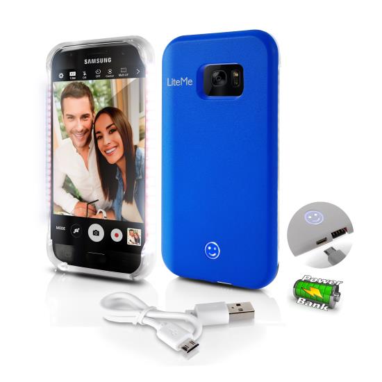 Pyle - SL302S7BL , Home and Office , Carrying Cases - Portability , Gadgets and Handheld , Carrying Cases - Portability , Lite-Me Selfie Lighted Smart Case, Phone Protection with Built-in Power Bank & LED Lights (for Samsung Galaxy S7 Edge)