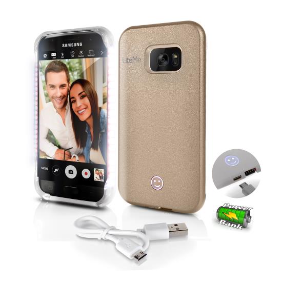 Pyle - SL302S7GD , Home and Office , Carrying Cases - Portability , Gadgets and Handheld , Carrying Cases - Portability , Lite-Me Selfie Lighted Smart Case, Phone Protection with Built-in Power Bank & LED Lights (for Samsung Galaxy S7 Edge)
