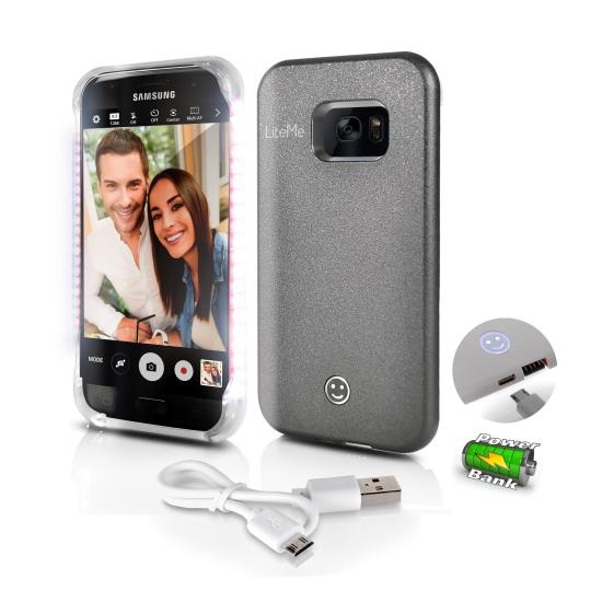 Pyle - SL302S7GR , Home and Office , Carrying Cases - Portability , Gadgets and Handheld , Carrying Cases - Portability , Lite-Me Selfie Lighted Smart Case, Phone Protection with Built-in Power Bank & LED Lights (for Samsung Galaxy S7 Edge)