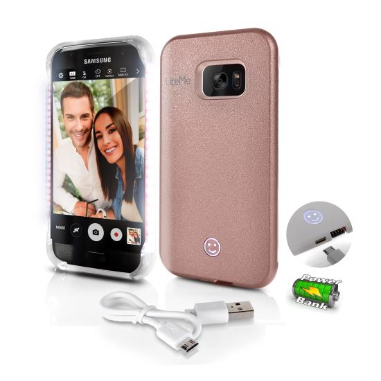 Pyle - SL302S7RG , Home and Office , Carrying Cases - Portability , Gadgets and Handheld , Carrying Cases - Portability , Lite-Me Selfie Lighted Smart Case, Phone Protection with Built-in Power Bank & LED Lights (for Samsung Galaxy S7 Edge)