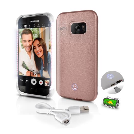 Pyle - SL302S7RG.5 , Home and Office , Carrying Cases - Portability , Gadgets and Handheld , Carrying Cases - Portability , Lite-Me Selfie Lighted Smart Case, Phone Protection with Built-in Power Bank & LED Lights (for Samsung Galaxy S7 Edge)