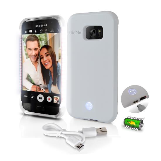 Pyle - SL302S7WT , Home and Office , Carrying Cases - Portability , Gadgets and Handheld , Carrying Cases - Portability , Lite-Me Selfie Lighted Smart Case, Phone Protection with Built-in Power Bank & LED Lights (for Samsung Galaxy S7 Edge)