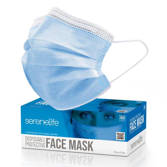 Pyle - SL3PLY50.0 , Misc , 50 Pcs. Disposable Face Masks - 3 Layer Protection Breathable Face Masks, For Dust Covering (For Adults)
