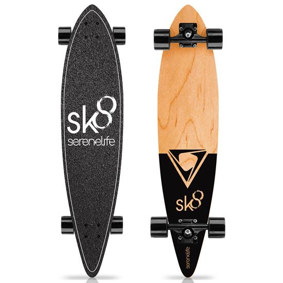 Pyle - SL7SBBK , Sports and Outdoors , 8'' Canadian Maple Deck Skateboard - Mini Cruiser Skateboard, Designed for Kids, Teens, and Adults (Black)
