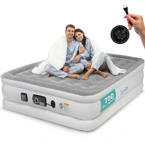Pyle - SLABFL60.6 , Home and Office , Therapeutic , 18’’ Full Premium Raised Airbed - Inflatable Full Mattress with Built-in Internal AC Pump and Storage Bag, Upgraded Bed for Home Camping and Travel