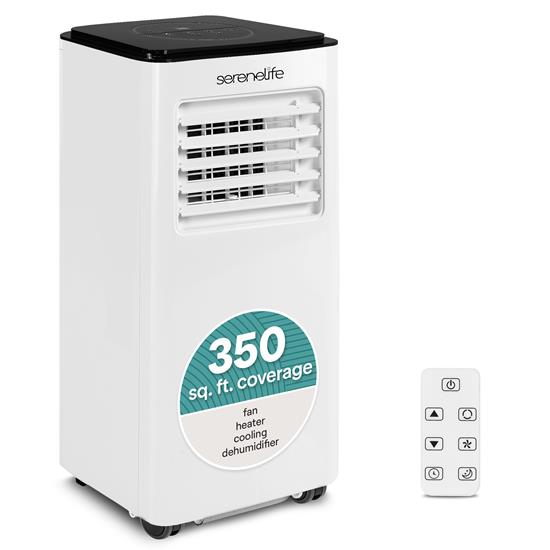 Pyle - SLACHT804.5 , Home and Office , Cooling Fans , Single Duct Portable Air Conditioner and Heater - 8000 BTU Cooling Capacity (ASHRAE) Compact Home A/C Cooling and Heating Unit with Built-in Dehumidifier & Fan Modes, Includes Window Mount Kit (White and Black)