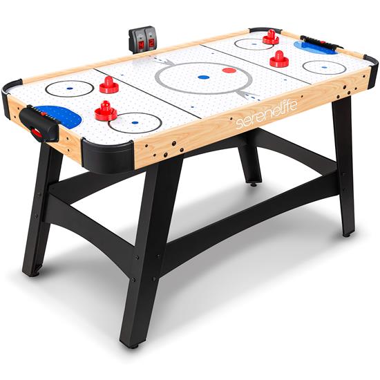 Pyle - SLARHKY100 , Sports and Outdoors , 54'' Air Hockey Table for Game Room, Home, Office w/ 2 Pucks, 4 Pushers, Digital LED Scoreboard, Powerful 12V Motor (Natural Color)