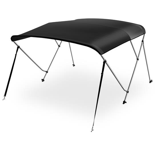 Pyle - SLBT3BK661.5 , Marine and Waterproof , Protective Storage Covers , On the Road , Protective Storage Covers , 3 Bow Bimini Top - 2 Straps and 2 Rear Support Poles with Marine-Grade 600D Polyester Canvas (Black)