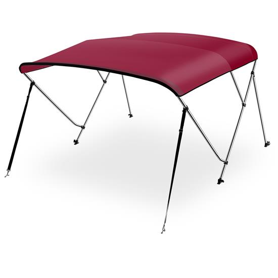 Pyle - SLBT3BUR542.5 , Sports and Outdoors , 3 Bow Bimini Top - 2 Straps and 2 Rear Support Poles with Marine-Grade 600D Polyester Canvas (Burgundy)