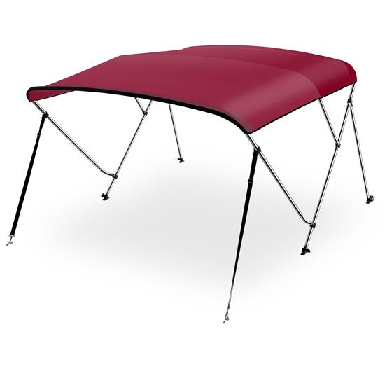 Pyle - SLBT3BUR672.5 , Sports and Outdoors , 3 Bow Bimini Top - 2 Straps and 2 Rear Support Poles with Marine-Grade 600D Polyester Canvas (Burgundy)