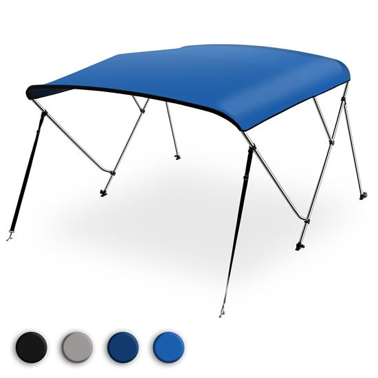 Pyle - SLBT3RB794 , Marine and Waterproof , Protective Storage Covers , On the Road , Protective Storage Covers , 3 Bow Bimini Top - 2 Straps and 2 Rear Support Poles with Marine-Grade 600D Polyester Canvas (Royal Blue)