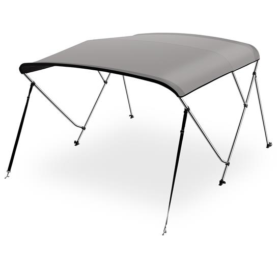 Pyle - SLBTW66G , Marine and Waterproof , Protective Storage Covers , On the Road , Protective Storage Covers , 3 Bow Bimini Top Boat Cover - 2 Straps for Front, 2 Support Poles for Rear, Includes Mounting Hardware with  1" Double-Walled Aluminum Frame Tubes (Gray)