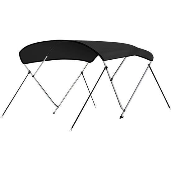 Pyle - SLBTW72G , Marine and Waterproof , Protective Storage Covers , On the Road , Protective Storage Covers , 3 Bow Bimini Top Boat Cover - 2 Straps for Front, 2 Support Poles for Rear, Includes Mounting Hardware with  1" Double-Walled Aluminum Frame Tubes (Gray)