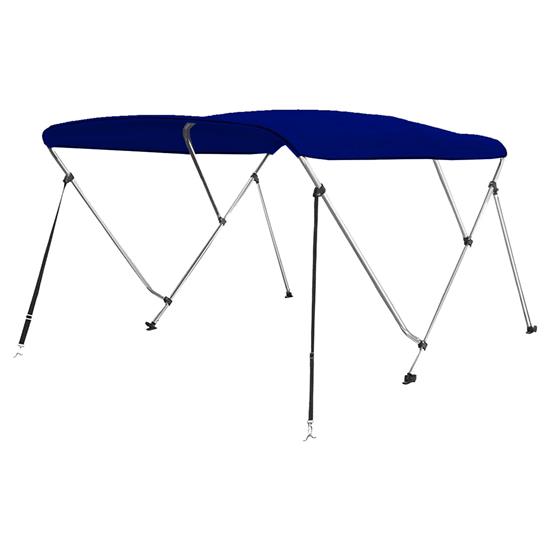 Pyle - SLBTW78B , Marine and Waterproof , Protective Storage Covers , On the Road , Protective Storage Covers , 3 Bow Bimini Top Boat Cover - 2 Straps for Front, 2 Support Poles for Rear, Includes Mounting Hardware with  1" Double-Walled Aluminum Frame Tubes (Blue)