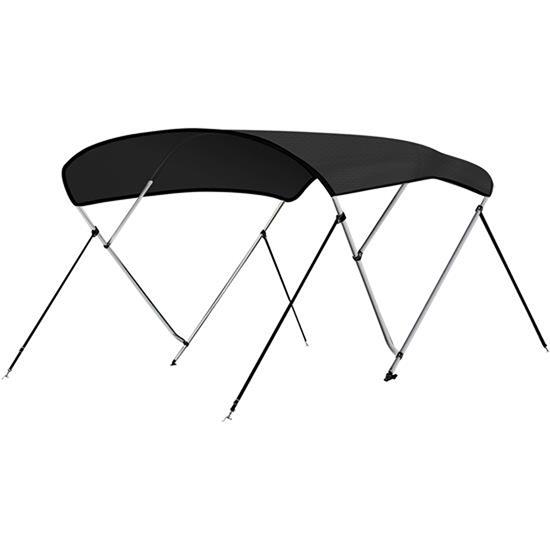 Pyle - SLBTW84G , Marine and Waterproof , Protective Storage Covers , On the Road , Protective Storage Covers , 3 Bow Bimini Top Boat Cover - 2 Straps for Front, 2 Support Poles for Rear,  Includes Mounting Hardware with  1" Double-Walled Aluminum Frame Tubes (Gray)