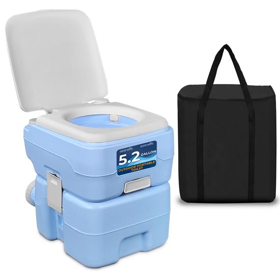 Pyle - SLCATL200 , Home and Office , Pressure Washers - Outdoor Cleaning , 20 Liter Outdoor Portable Toilet with Detachable Waste Holding Tank, Carry Bag, Plastic Funnel, Hand Sprayer, and Flush for Indoor & Outdoor Use (Moonwhite)