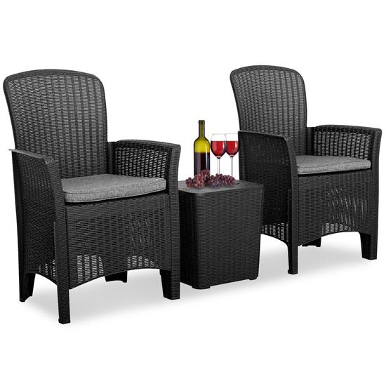 Pyle - SLCHB790.5 , Misc , 3 Pieces Outdoor Patio Furniture Sets - PE Rattan Wicker Chairs with Soft Cushions and Table