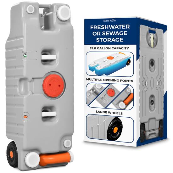 Pyle - SLCMPWT75 , Home and Office , Pressure Washers - Outdoor Cleaning , 75 Liter RV Portable Water Tank with Large Wheels, and Convenient Features for Easy Use and Fast Emptying (Gray)