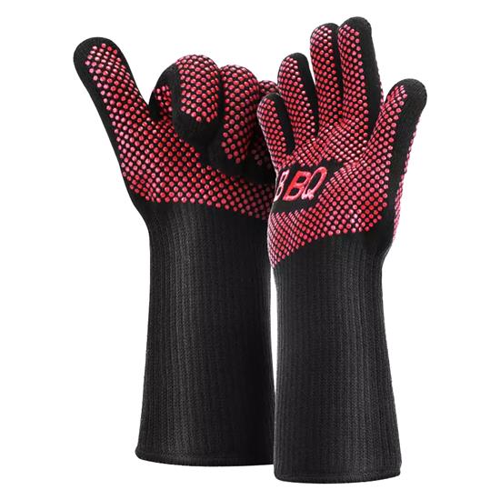Pyle - SLFIG , Kitchen & Cooking , Kitchen Tools & Utensils , Extreme Heat Resistant Grill Gloves - 14'' Food Grade Kitchen Oven Mitts, Silicone Non-Slip Cooking Gloves for Barbecue (Pair)