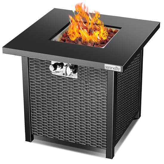 Pyle - SLFPS3.5 , Misc , Propane Gas Fire Pit Table - 28 inches 40,000 BTU Square Gas Firepits with Cover for Outside