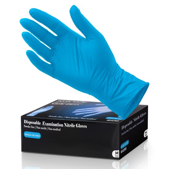 Pyle - SLGLVNIT100MD.6 , Health and Fitness , 100 Pcs. Soft Industrial Gloves - Nitrile and Vinyl Gloves Powder Free Disposable Gloves (Medium Size)