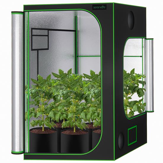 Pyle - SLGT150M.3 , Home and Office , Gardening - Landscaping , Medium Hydroponic Grow Tent Garden - Reflective 600D Mylar with Observation Window and Floor Tray for Indoor Plant Growing