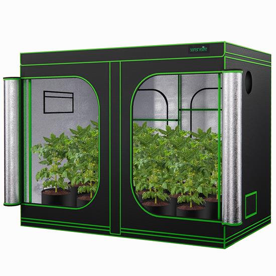 Pyle - SLGT96L , Home and Office , Gardening - Landscaping , Large Hydroponic Grow Tent Garden - Reflective 600D Mylar with Observation Window and Floor Tray for Indoor Plant Growing