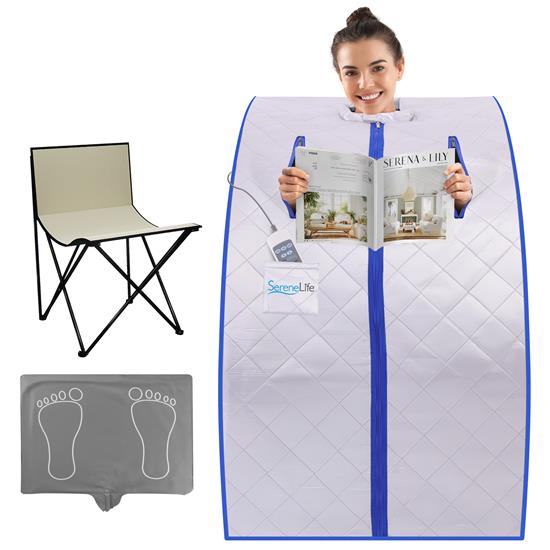 Pyle - SLISAU20SL , Home and Office , Therapeutic , Compact & Portable Sauna - Personal In-Home Detox Spa Steam Therapy Heated Sauna