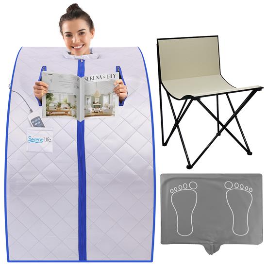 Pyle - SLISAU20SL.5 , Home and Office , Therapeutic , Compact & Portable Sauna - Personal In-Home Detox Spa Steam Therapy Heated Sauna