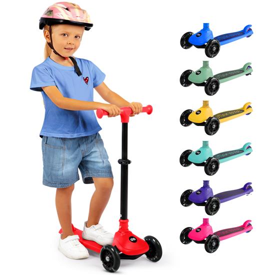 Pyle - SLKSC12RD , Sports and Outdoors , Kids Toy Scooters , 3-Wheel Foldable Kids Scooter - Child Toy Scooter with Built-in LED Wheel Lights, and Easy Maneuvering Lean-to-Steer Technology (Red)
