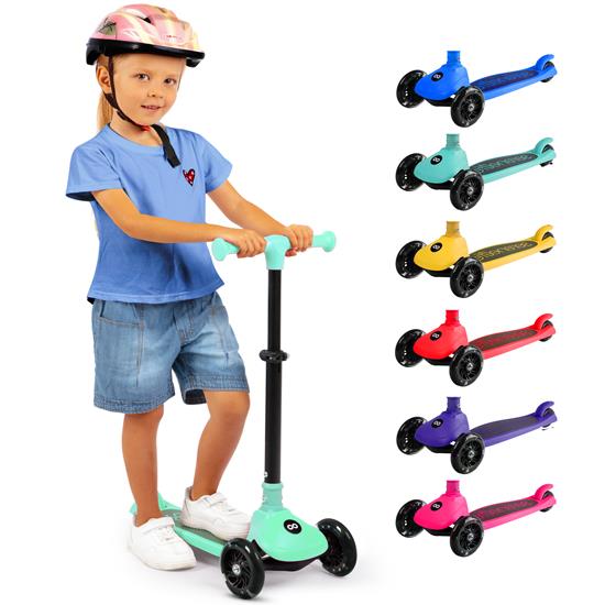 Pyle - SLKSC13MG , Sports and Outdoors , Kids Toy Scooters , 3-Wheel Foldable Kids Scooter - Child Toy Scooter with Built-in LED Wheel Lights, and Easy Maneuvering Lean-to-Steer Technology (Mint Green)