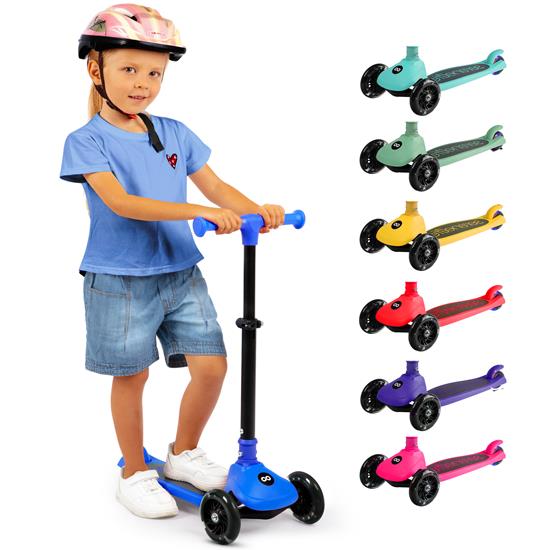 Pyle - SLKSC15BL.5 , Sports and Outdoors , Kids Toy Scooters , 3-Wheel Foldable Kids Scooter - Child Toy Scooter with Built-in LED Wheel Lights, and Easy Maneuvering Lean-to-Steer Technology (Blue)