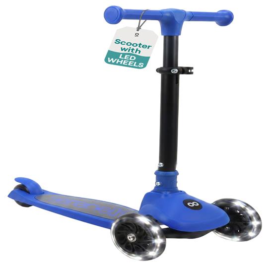 Pyle - SLKSC15BL.5 , Sports and Outdoors , Kids Toy Scooters , 3-Wheel Foldable Kids Scooter - Child Toy Scooter with Built-in LED Wheel Lights, and Easy Maneuvering Lean-to-Steer Technology (Blue)