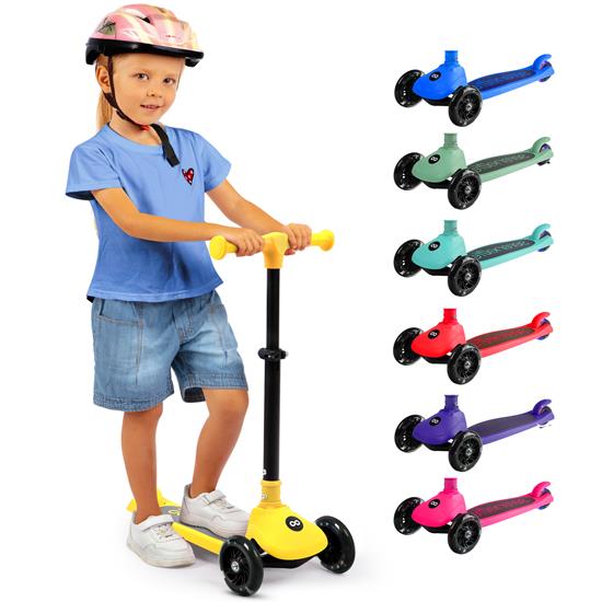 Pyle - SLKSC17YL , Sports and Outdoors , Kids Toy Scooters , 3-Wheel Foldable Kids Scooter - Child Toy Scooter with Built-in LED Wheel Lights, and Easy Maneuvering Lean-to-Steer Technology (Yellow)