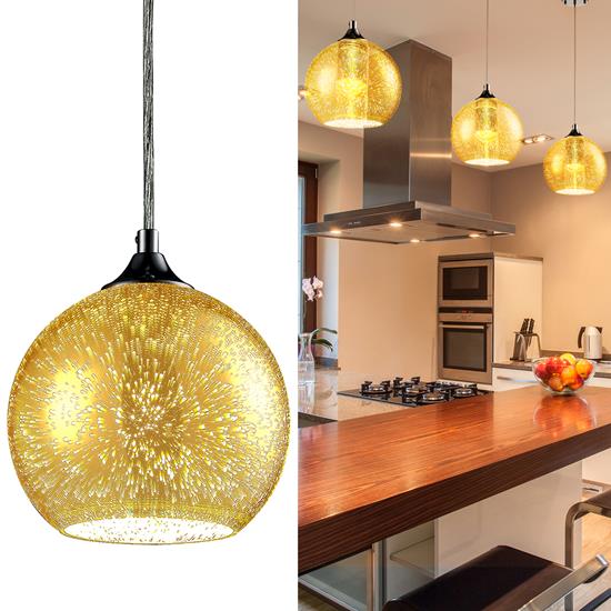 Pyle - SLLMP14 , Home and Office , Light Fixtures - Interior Lighting , Pendant Light / Hanging Lamp Ceiling Light Fixture, Sculpted Glass Lighting Accent
