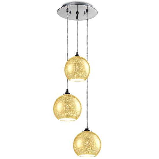 Pyle - AZSLLMP34 , Home and Office , Light Fixtures - Interior Lighting , Pendant Light / Triple Hanging Lamp Ceiling Light Fixture, Sculpted Glass Lighting Accents