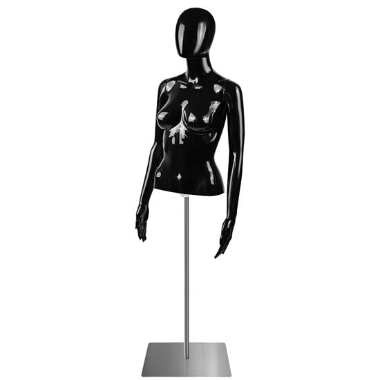 Pyle - SLMQTPFEBK59 , Home and Office , clothing & accessories , Female Mannequin Torso - Adjustable Height and Detachable Arms Dress Form Display w/ Metal Stand and Powder Coating (Glossy Black)