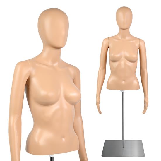 Pyle - SLMQTPFESK6 , Home and Office , clothing & accessories , Female Mannequin Torso - Adjustable Height and Detachable Arms Dress Form Display w/ Metal Stand (Skin)
