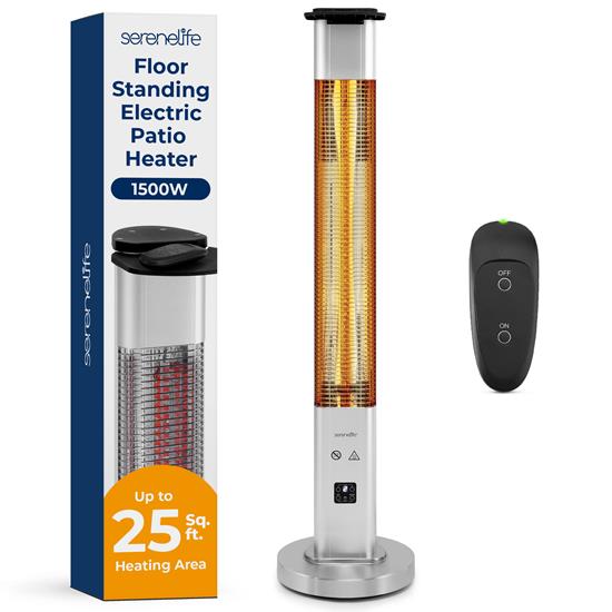 Pyle - SLOHT50 , Sports and Outdoors , Outdoor Heaters , 1500W Floor Standing Electric Patio Heater - Remote Control Stand Patio Heater with Three Power Settings