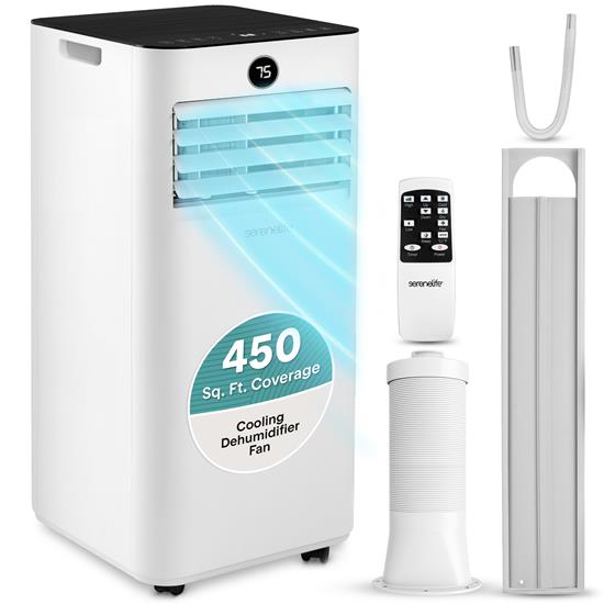 Pyle - SLPAC101.5 , Home and Office , Cooling Fans , Portable Air Conditioner - 1000 BTU (ASHRAE) Compact Cooling Unit with Window Mount Kit for Home Use (Gray)