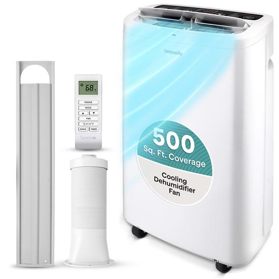 Pyle - SLPAC14.5 , Home and Office , Cooling Fans , Sound and Recording , Cooling Fans , Portable Air Conditioner - Compact Home A/C Cooling Unit with Built-in Dehumidifier & Fan Modes, Includes Window Mount Kit (14,000 BTU)