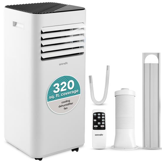Pyle - SLPAC16W , Home and Office , Cooling Fans , Portable Air Conditioner - 10000 BTU Cooling Capacity (ASHRAE) Compact Home A/C Cooling Unit with Built-in Dehumidifier & Fan Modes, Includes Window Mount Kit (White)