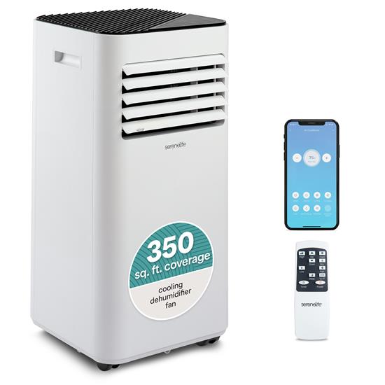 Pyle - SLPAC180W.5 , Home and Office , Cooling Fans , Portable Air Conditioner - 8000 BTU Cooling Capacity (ASHRAE) Compact Home A/C Cooling Unit with Built-in Dehumidifier & Fan Modes, Includes Window Mount Kit (White)