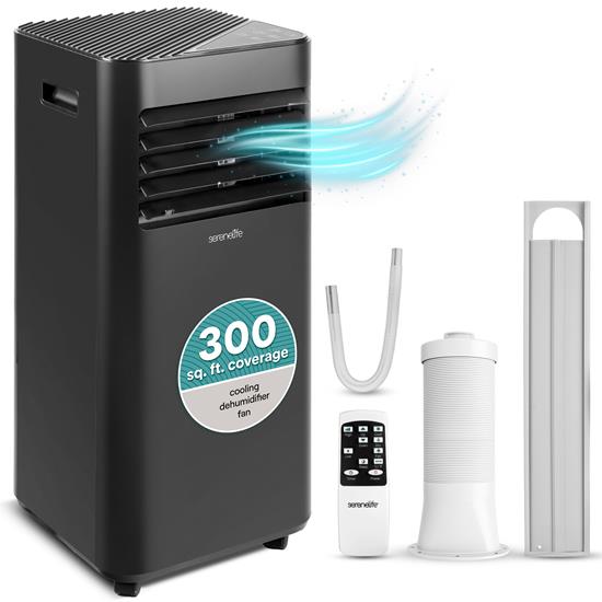 Pyle - SLPAC182B , Home and Office , Cooling Fans , Portable Air Conditioner - 8000 BTU Cooling Capacity (ASHRAE) Compact Home A/C Cooling Unit with Built-in Dehumidifier & Fan Modes, Includes Window Mount Kit (Black)