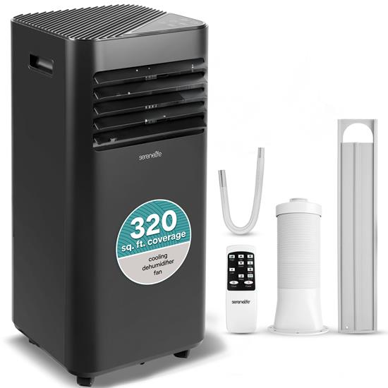 Pyle - SLPAC19B , Home and Office , Cooling Fans , Portable Air Conditioner - 10000 BTU Cooling Capacity (ASHRAE) Compact Home A/C Cooling Unit with Built-in Dehumidifier & Fan Modes, Includes Window Mount Kit (Black)